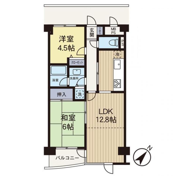 間取り 【間取り図】南東向きで陽当たりの良いお部屋です