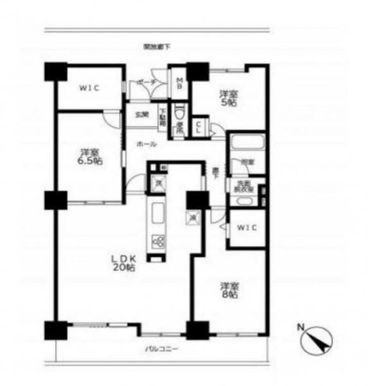 間取り ゆったり3LDK+2WIC