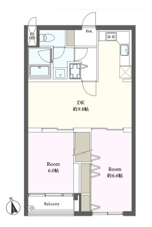 その他 2LDK、専有面積58.5m2、バルコニー面積2.7m2