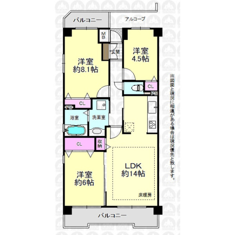 間取り 空室ですのでお気軽にご見学出来ます
