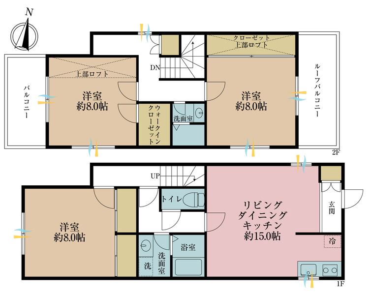 間取り ３ＬＤＫ、土地面積１００．７８平米、建物面積９９．３６平米