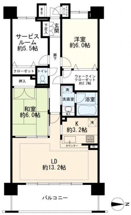 間取り 間取図　2LDK＋S