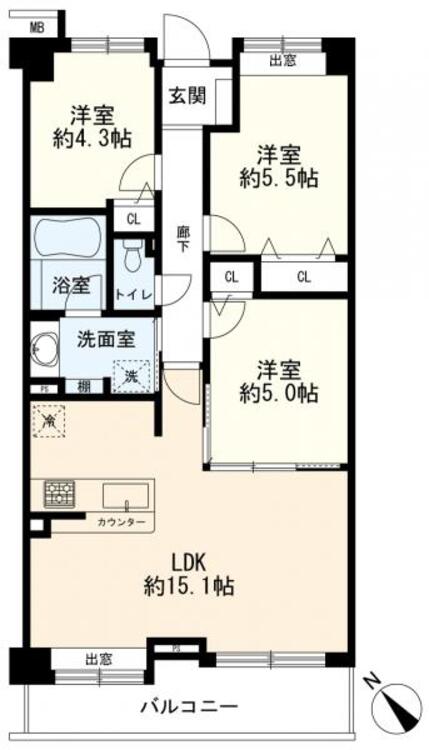 間取り 間取図　3LDK