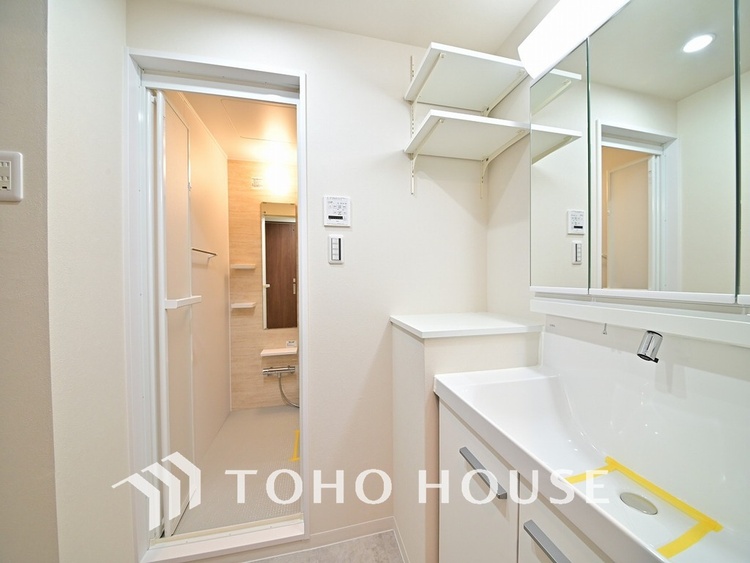 洗面 清潔感のある洗面室