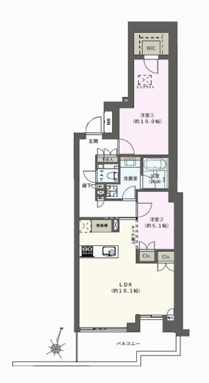 その他 2LDK、専有面積80.55m2、バルコニー面積11.35m2