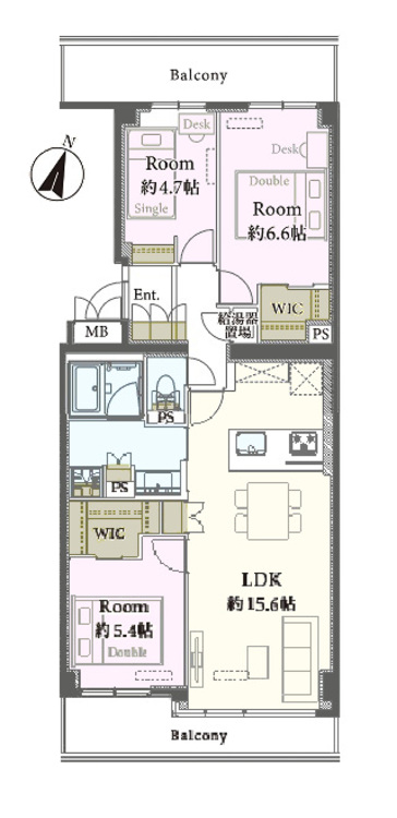 その他 3LDK、専有面積77.13?、バルコニー面積16.93? 