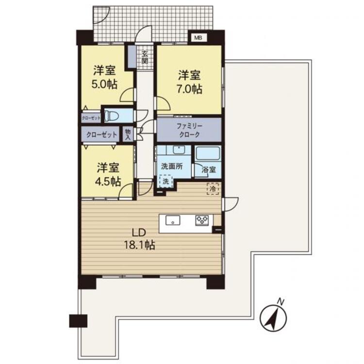 間取り 【間取り図】広々としたルーフバルコニー付きのお部屋です♪
