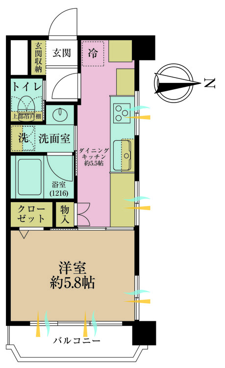 その他 1DK、専有面積28.3m2、バルコニー面積3.06m2