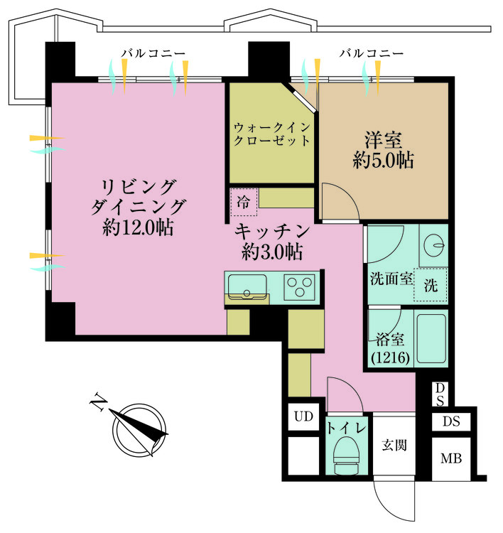 その他 1LDK、専有面積50.88m2、バルコニー面積8.61m2