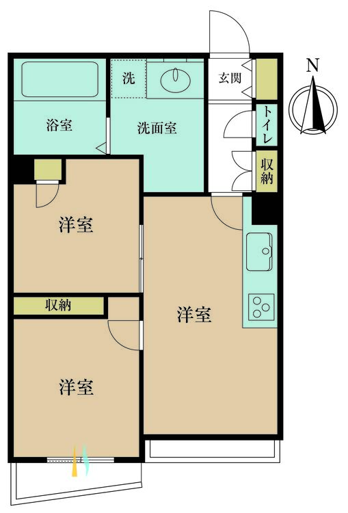 その他 2LDK、専有面積48.96m2、バルコニー面積3.39m2