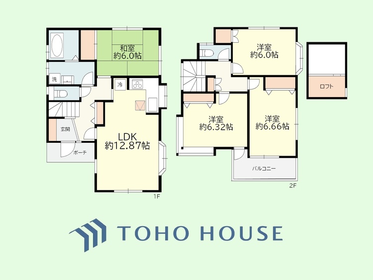 間取り 4LDK+ロフト　土地面積114.84平米、建物面積92.54平米