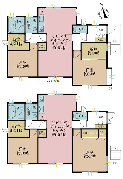 間取り ４ＳＳＳＬＬＤＤＫＫ、土地面積１４８．８２平米、建物面積１４１．６平米