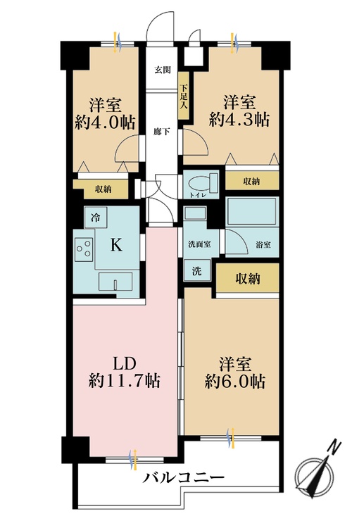 その他 3LDK、専有面積53.55m2、バルコニー面積8.17m2