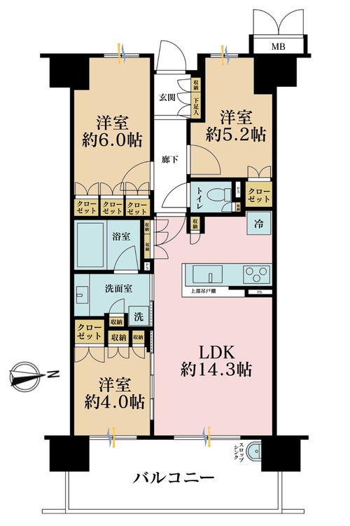 その他 3LDK、専有面積66.24m2、バルコニー面積12.1m2