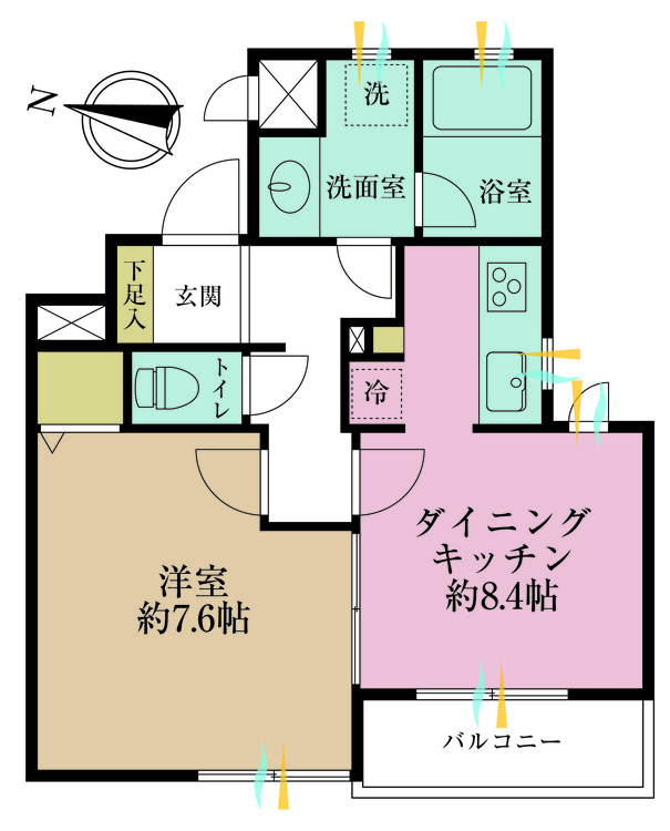 その他 1DK、専有面積41.21m2、バルコニー面積4.44m2