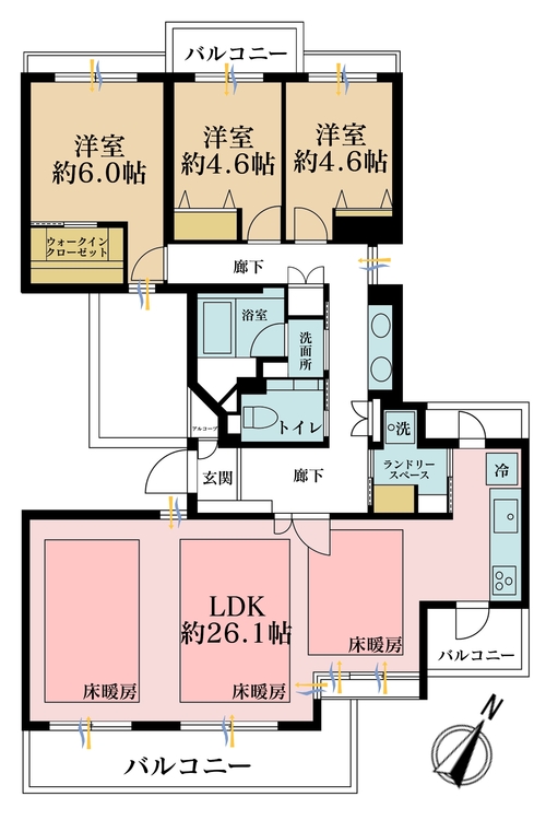 その他 3LDK、専有面積99.98m2、バルコニー面積16.78m2