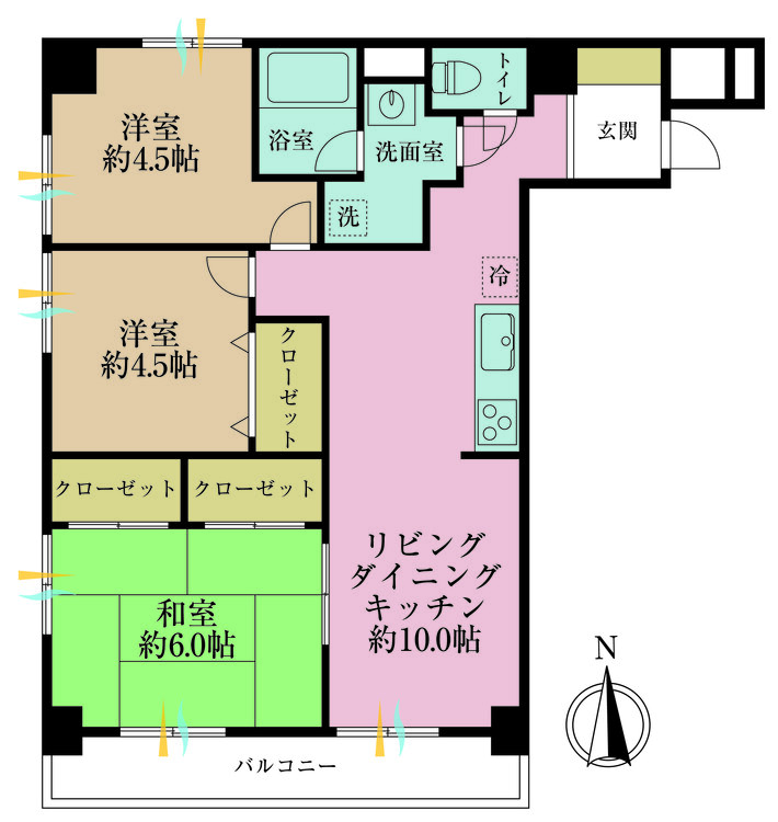 その他 3LDK、専有面積61.32m2、バルコニー面積6.4m2