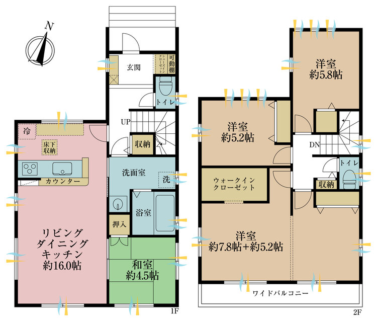 間取り ４ＬＤＫ、土地面積１５２．７３平米、建物面積１０７．６４平米