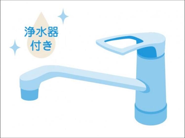 設備 浄水器付きキッチン水栓 キッチンの水栓には、浄水器を標準装備。水道水をそのまま飲むことができ、お米などをおいしく炊くことも可能です。