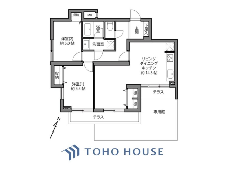 間取り 暮らし続けることで、住まいの意味を問いかける。団欒を育むスペースは通風・日当たり良好で、窓を開けるとすこやかな風が吹き抜けます。