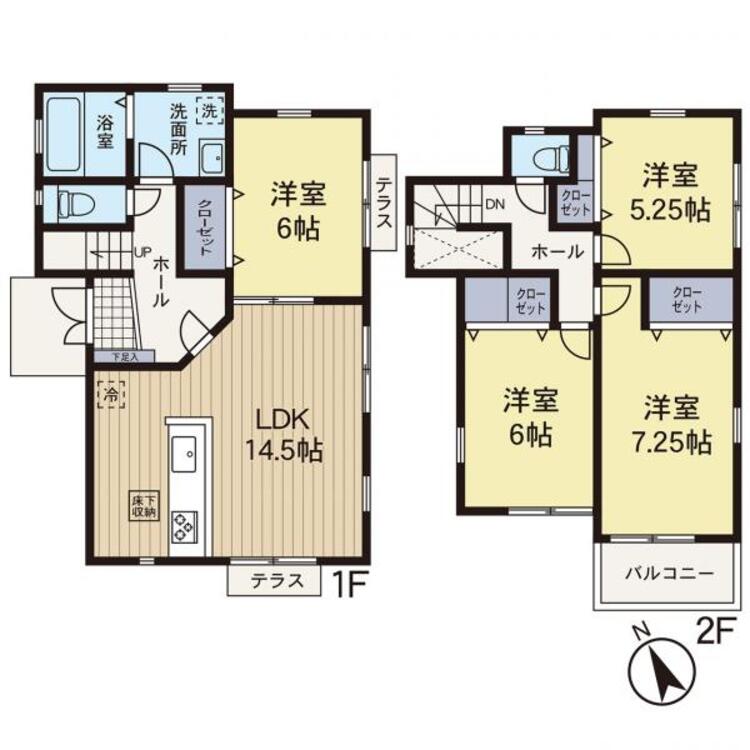 間取り 【間取り図】陽当たりの良い4LDKタイプの間取りです♪