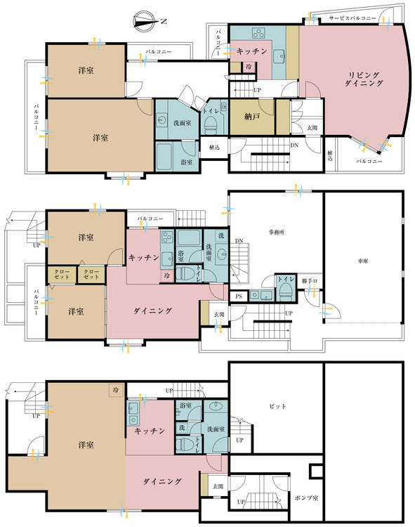 間取り 6SLDK、土地面積203.10平米、建物面積243.41平米