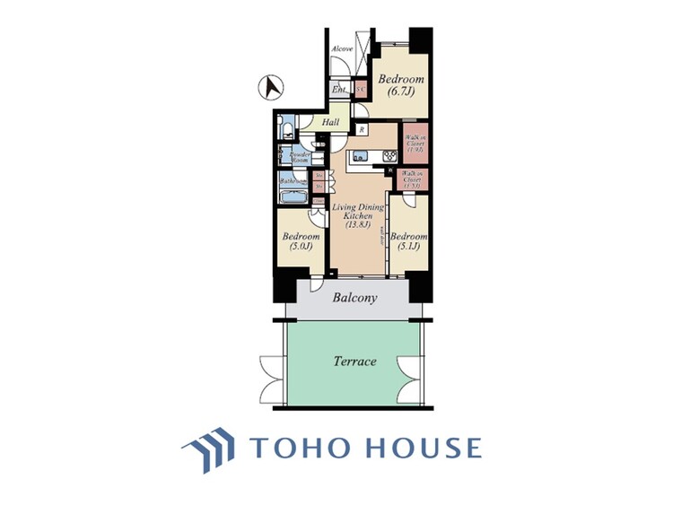 間取り 暮らし続けることで、住まいの意味を問いかける。団欒を育むスペースは通風・日当たり良好で、窓を開けるとすこやかな風が吹き抜けます。