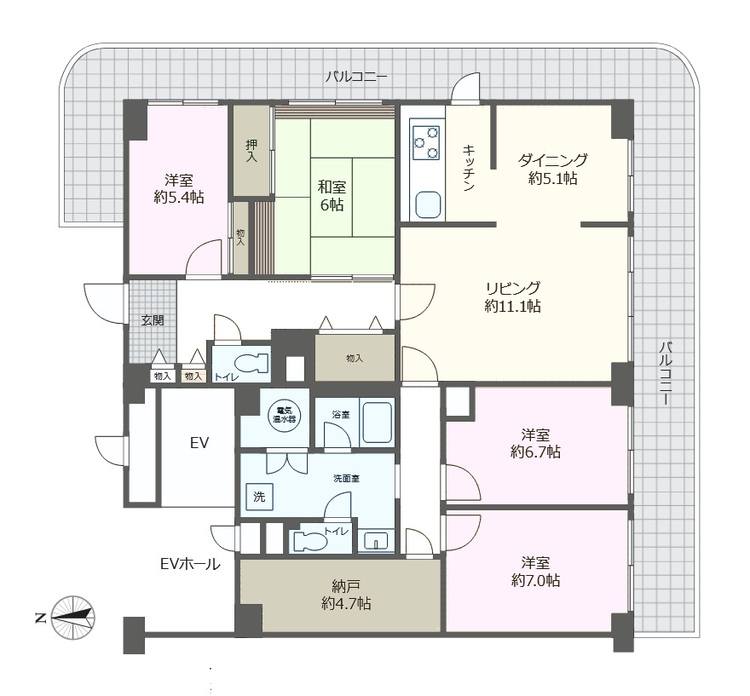 その他 4LDK、専有面積118.44m2、バルコニー面積36.85m2
