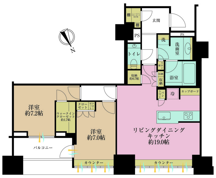 その他 2LDK、専有面積82.99m2、バルコニー面積6.32m2
