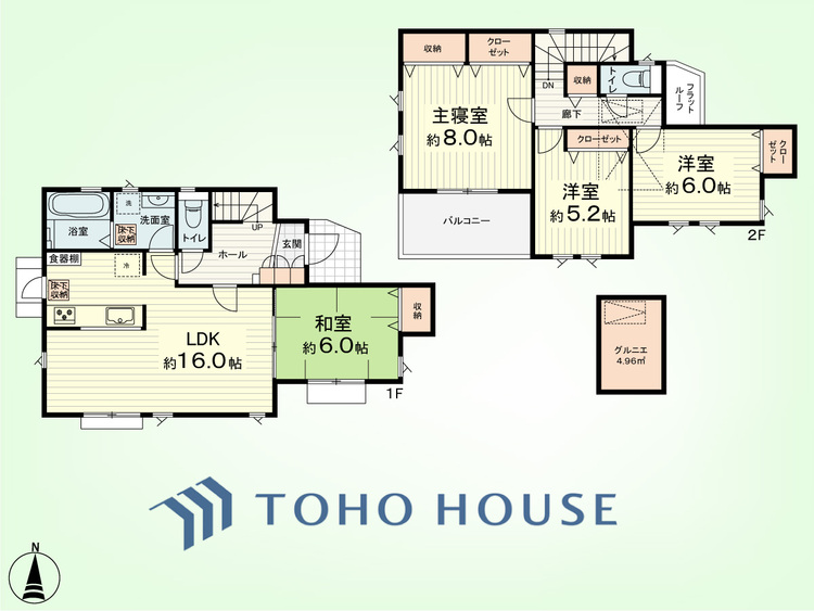 間取り 4LDK+グルニエ 土地面積125.29平米、建物面積100.19平米