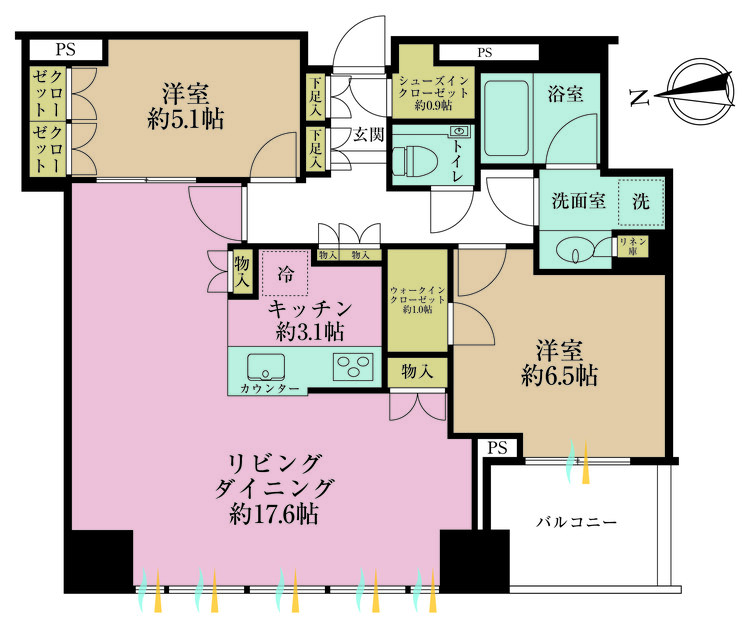 その他 2LDK、専有面積75.35?、バルコニー面積5.68?