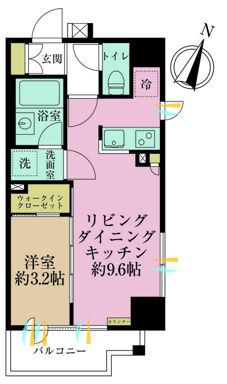 その他 1LDK、専有面積32.3m2、バルコニー面積3.82m2