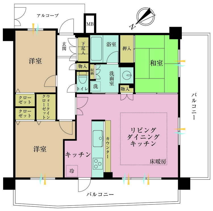 その他 3LDK、専有面積75.94m2、バルコニー面積28.1m2