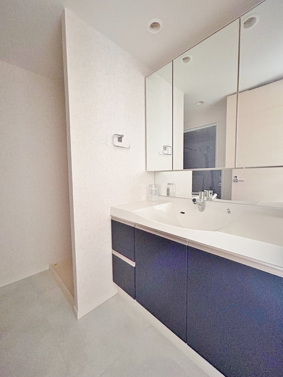 洗面 何かと物が増える場所だからこそ、スッキリと見映えの良い空間に。