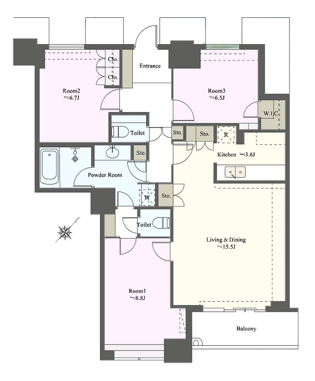 その他 3LDK、専有面積94.28?、バルコニー面積6.05? 