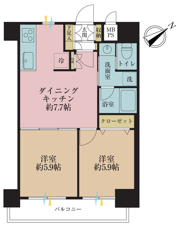 その他 2DK、専有面積44.28?、バルコニー面積6.21?