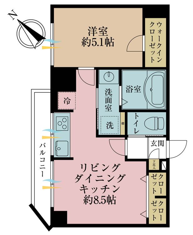 その他 1LDK、専有面積37.8m2、バルコニー面積5.05m2