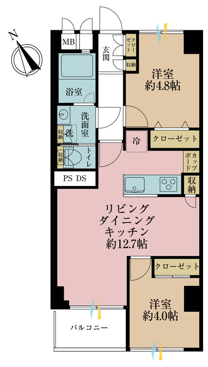 その他 2LDK、専有面積49.5m2、バルコニー面積3.5m2