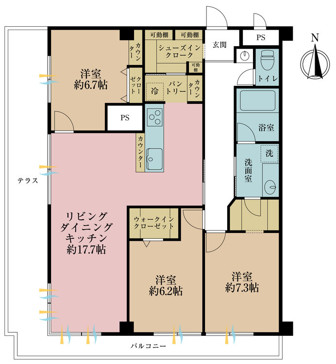 その他 3LDK、専有面積85.4m2、バルコニー面積6.48m2