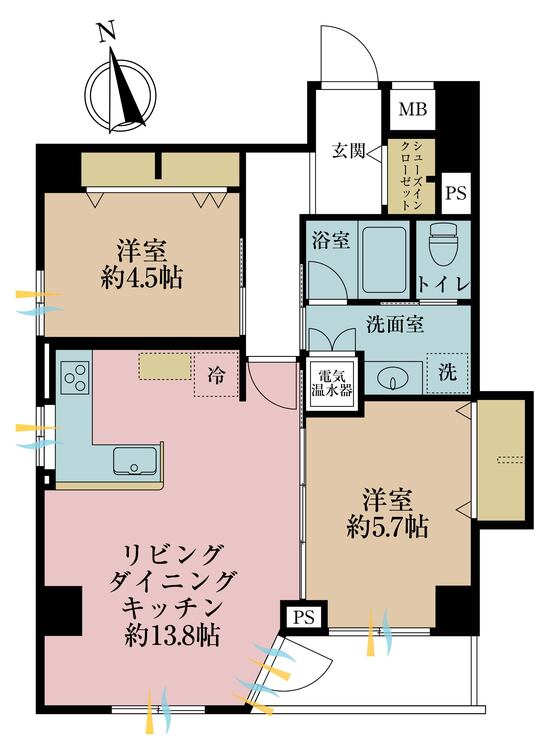 その他 2LDK、専有面積60.46m2、バルコニー面積4.29m2