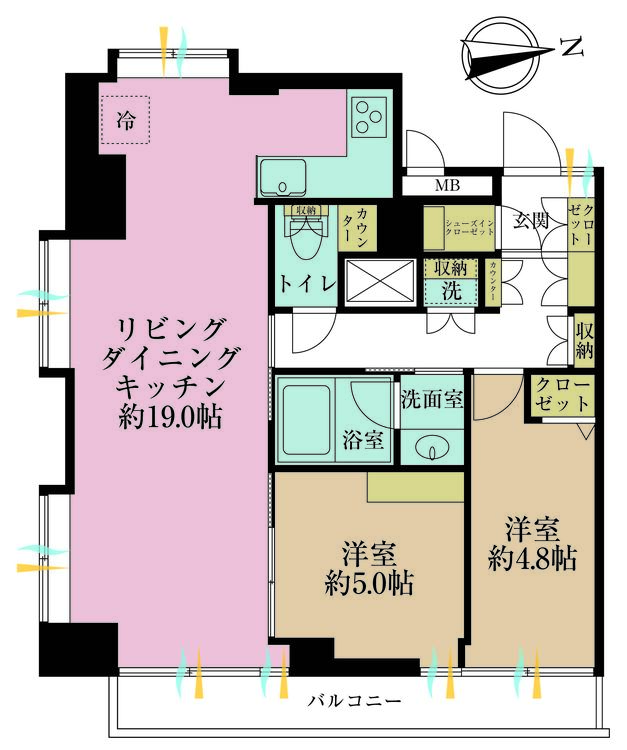 その他 2LDK、専有面積63.99m2、バルコニー面積6.72m2