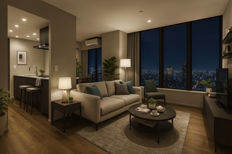 居間 空室ですがバーチャルで家具を配置しております（イメージです）