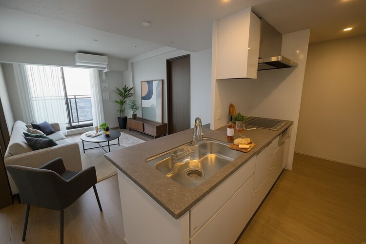 居間 空室ですがバーチャルで家具を配置しております（イメージです）