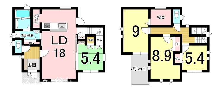 間取り 4LDK+WIC【建物面積120m2(36.3坪)】