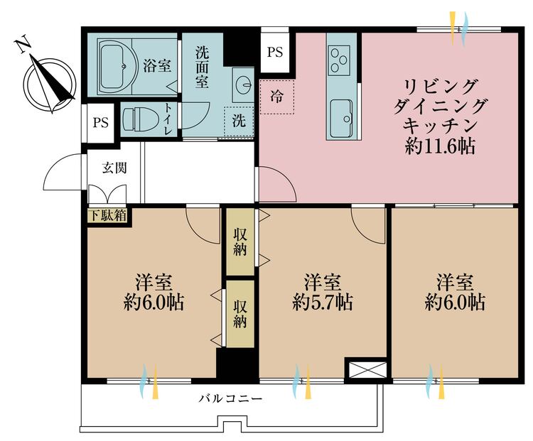 その他 3LDK、専有面積65.52m2