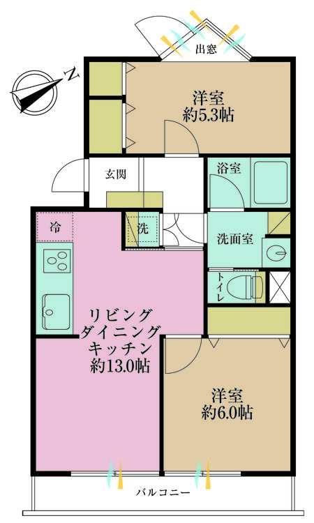 その他 2LDK、専有面積56.1m2、バルコニー面積5.6m2