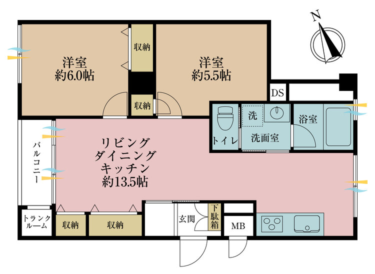 その他 2LDK、専有面積56.88m2