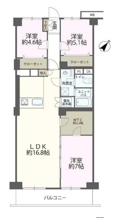 その他 3LDK、専有面積82.35m2、バルコニー面積8.54m2
