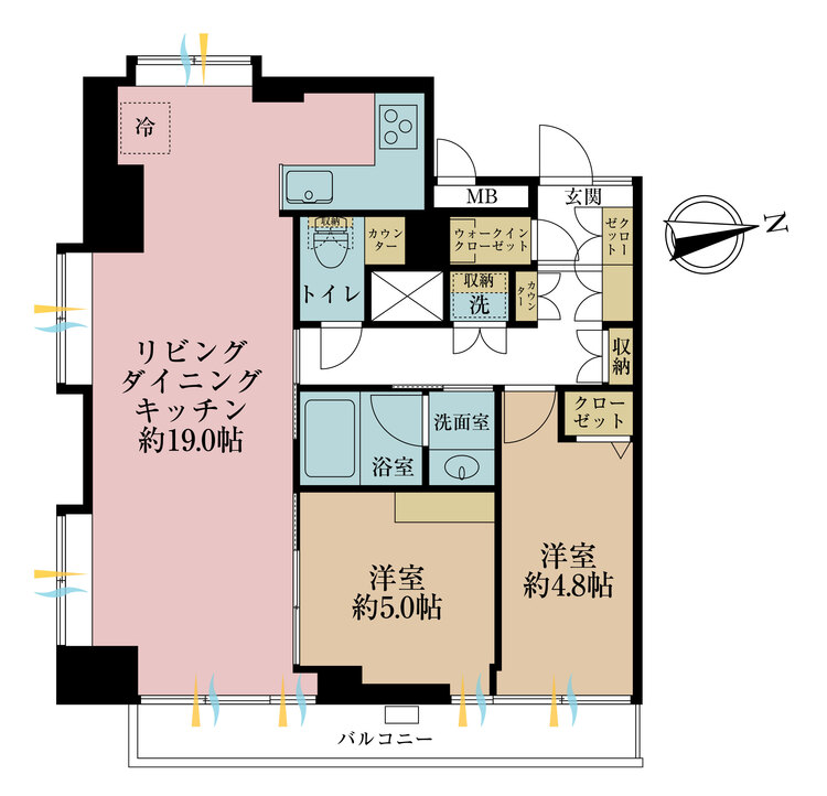 その他 2LDK、専有面積63.99m2、バルコニー面積6.72m2