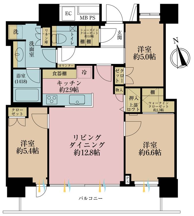 その他 3LDK、専有面積77.94m2、バルコニー面積12.75m2